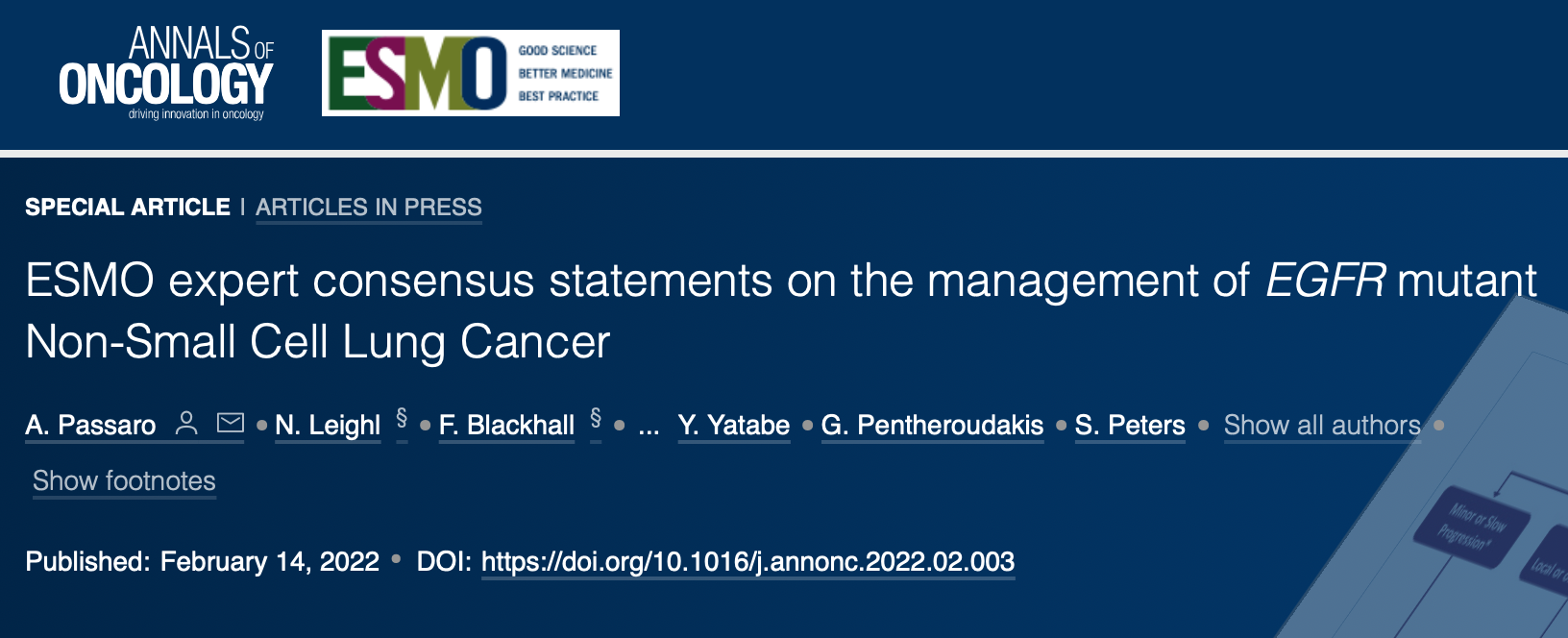 ESMO expert consensus statements on the management of EGFR mutant Non-Small Cell Lung Cancer