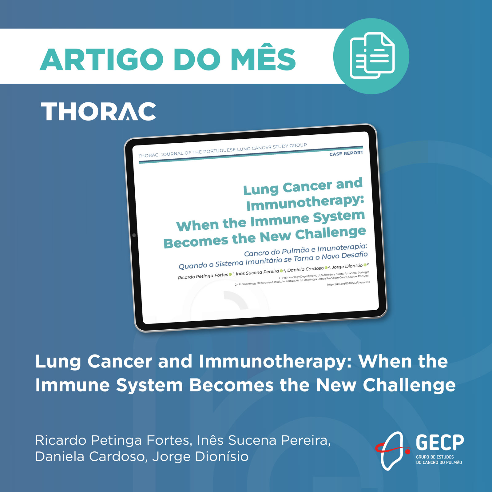 Já conhece o Artigo do Mês de outubro da THORAC? Já conhece o Artigo do Mês de outubro da THORAC?